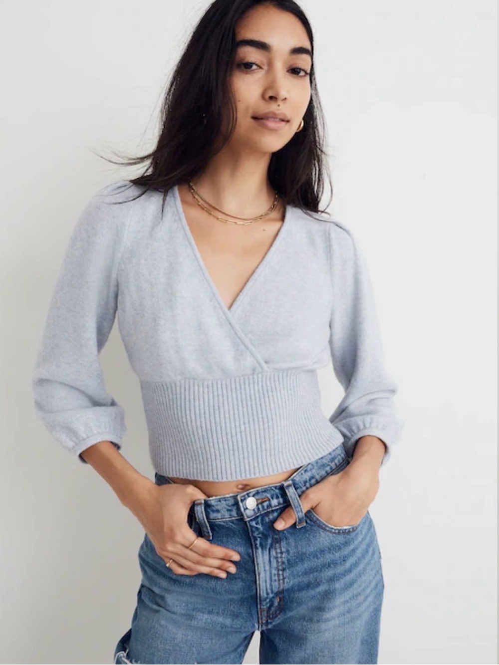 Madewell Viral Wrap Light Gray Sweater